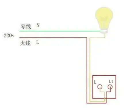 明线一灯双控开关接线图