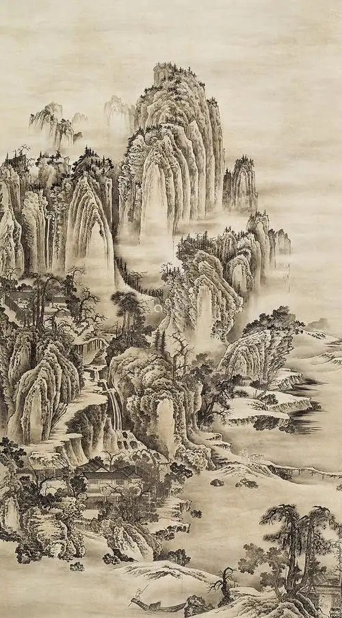 荆浩款匡庐图水墨纸本立轴