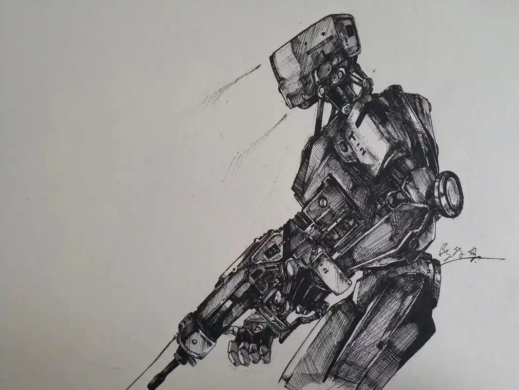 发个这周挤时间画的机器人#绘画 #手绘 - 抖音