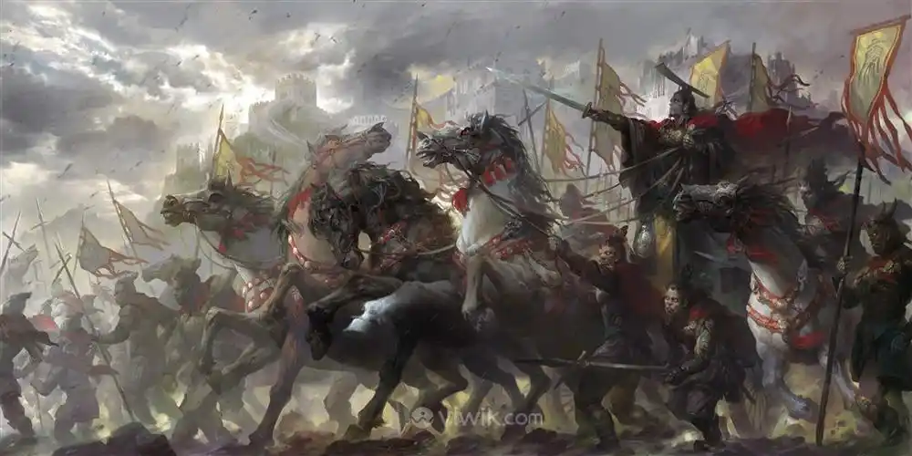 古代武将千军万马战场绘画图片