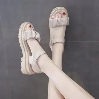 安源小子初中生女孩穿的凉鞋高中生凉鞋女生罗马夏天厚底松糕鞋夏季