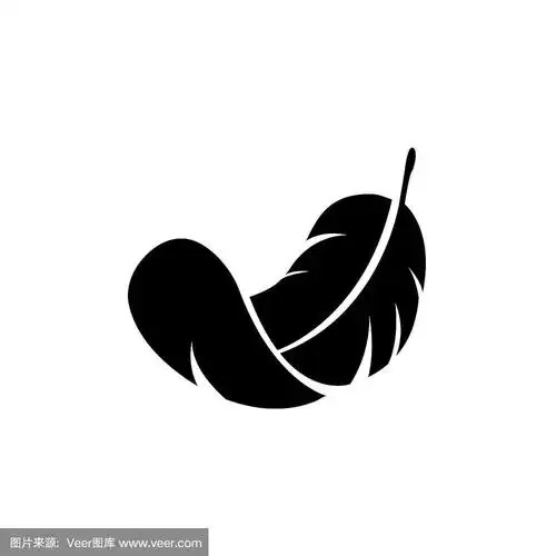 羽毛图标,标志孤立在白色背景