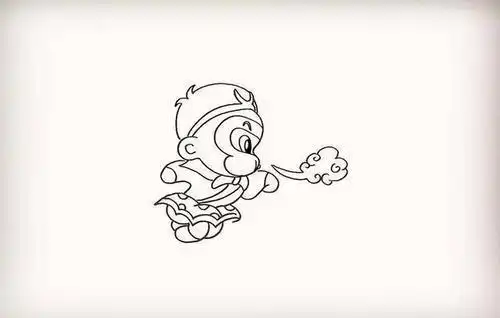 他的标志性特征就是金箍棒和筋斗云下面小编教给大家简笔画孙悟空手