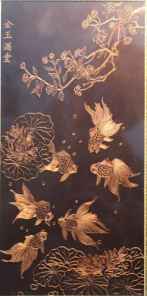 【纯铜浮雕铜板画装潢装饰画墙画铜工艺品铜金鱼】价格,厂家,图片