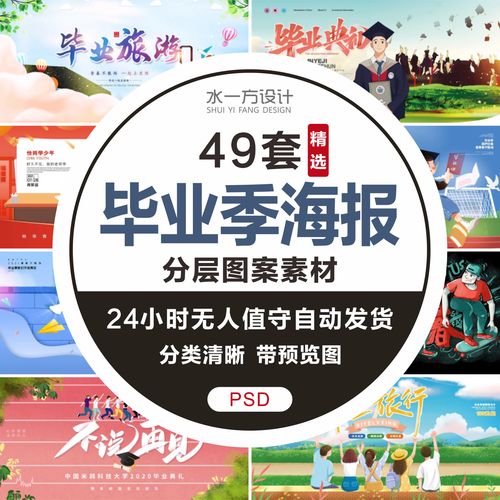 毕业季海报青春毕业毕业季学生暑假海报模板psd分层设计素材