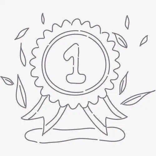 卡通简约黑白插画小清新奖牌